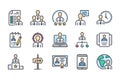 Recruitment and Head Hunting related color line icon set. Royalty Free Stock Photo